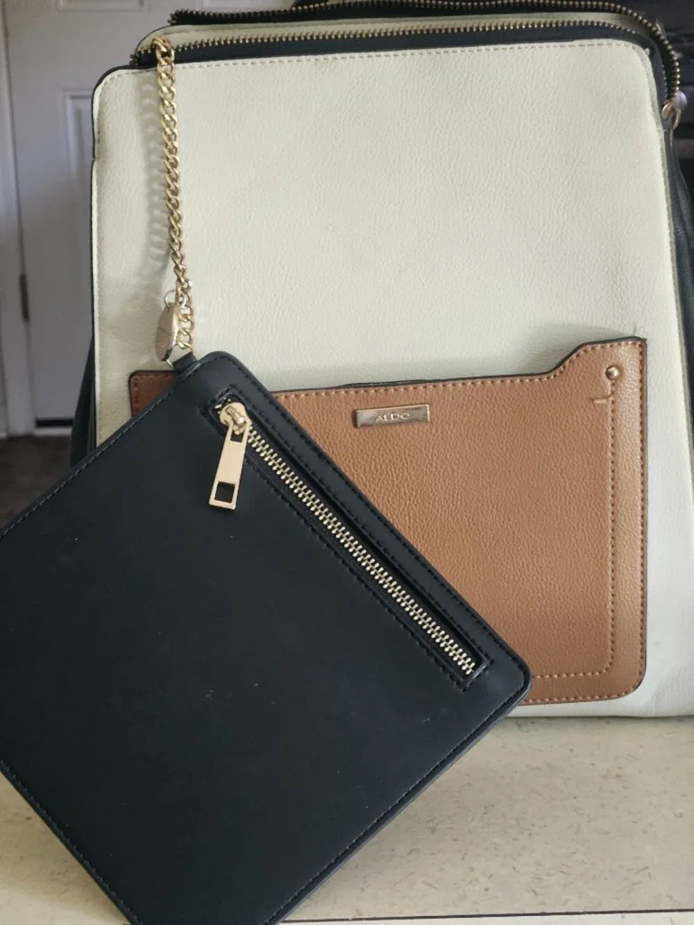 Aldo Stylish Black and Tan Backpack